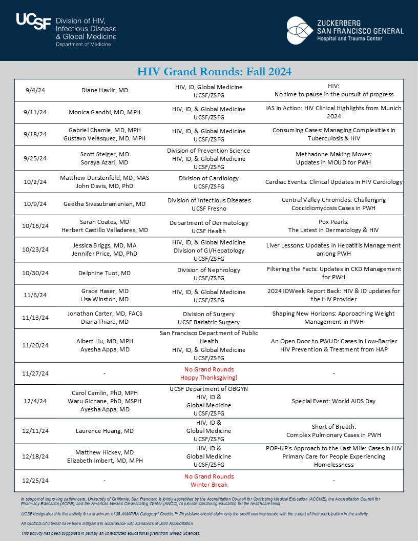 HIV GR - Fall 2024 Schedule